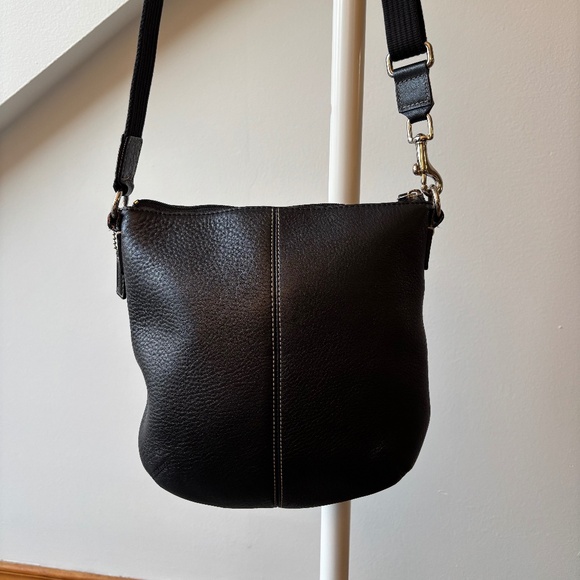 Vintage Coach Crossbody Bag Pebble Black Leather Turn Lock Flap Pocket - Picture 3 of 5